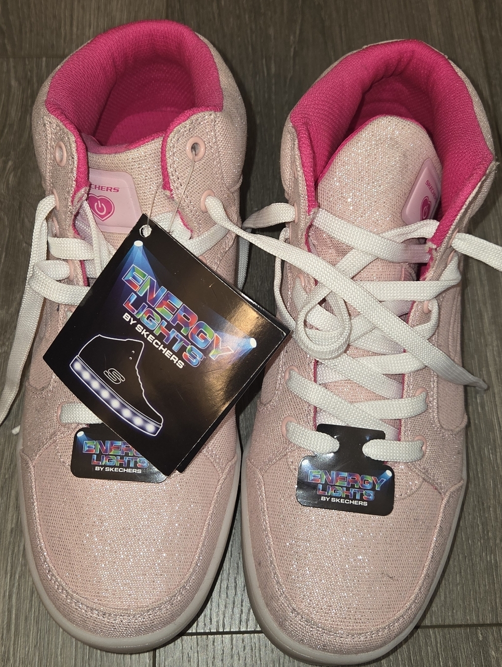 Energy Lights skechers Light Pink  High Tops Kid 6 Woman 7.5